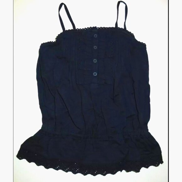 GAP Other - NEW Gap Kids girls shirt S 6 7 navy blue pintucked tuxedo ruffle tank top tee